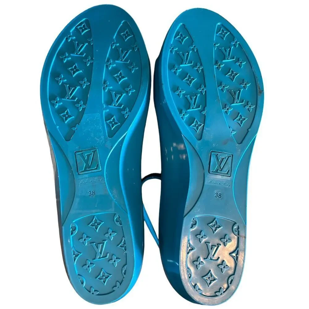 Louis Vuitton Elektrochoc Blue Rubber Sandals 38/8‎
